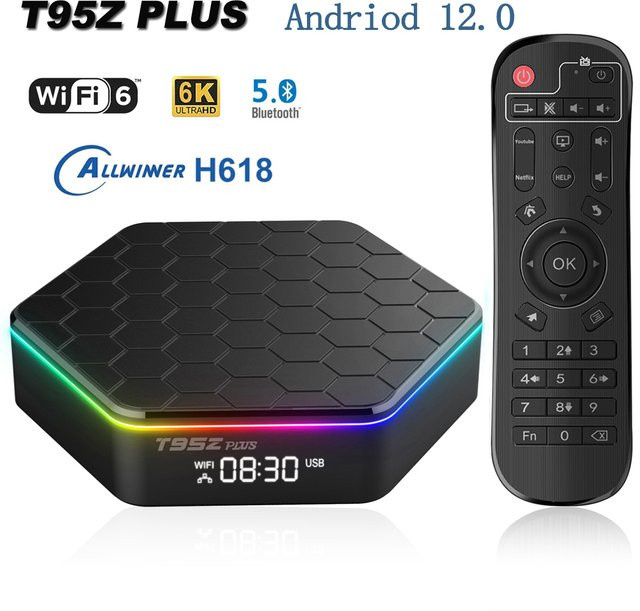 T95ZPLUS Smart TV Box Globale Version mit Allwinner H618, 4K HDR10, WiFi6 und Bluetooth 5, 32GB/64GB, Schwarz - Bild 1