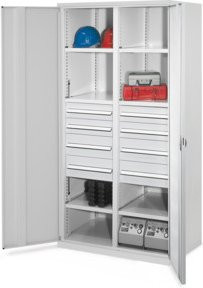Kappes Schwerlastschrank MMT Mod. 54 in Grau mit Vollblechtüren, Regalböden und Schubladen, H x B x T: 195 x 100 x 60 cm - Bild 1