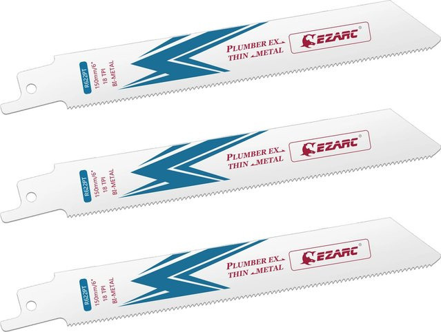 EZARC Bi-Metall Kobalt Säbelsägeblätter für dünne Metallschnitte, 18 TPI, 150 mm, Farbe: Silber - Bild 1