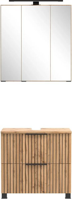 Held Möbel Badezimmer-Set aus Unterbeckenschrank und Spiegelschrank in Wildeiche, 2-teilig, B/T/H: 200 x 60 x 35 cm - Bild 1