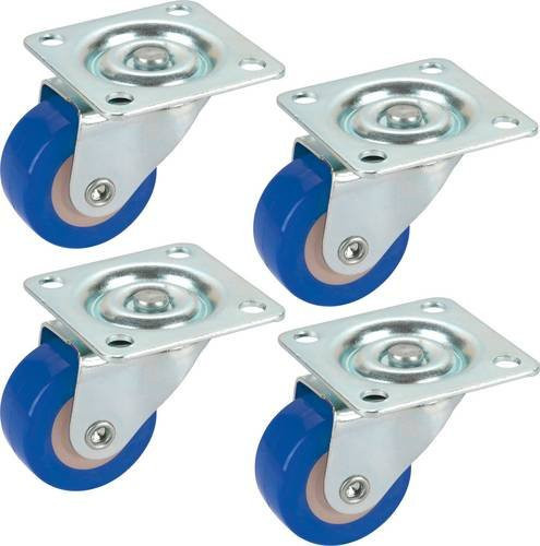 Dörner + Helmer Lenkrolle 450126, 4er-Set, Blau, Rad-Durchmesser: 30 mm, Tragfähigkeit: 20 kg - Bild 1