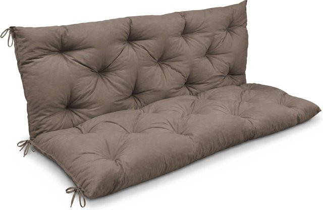 Beautissu Bankauflage Flair BR in Taupe mit Schaumstofffüllung und Befestigungsbändern, B/T/H: 100 x 50 x 50 cm - Bild 1
