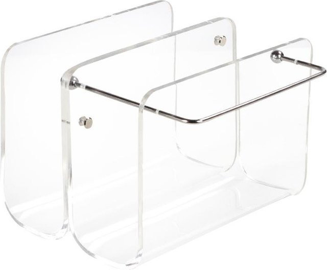 Moderner Zeitschriftenständer aus Acryl und Metall in Transparent und Weiß - Bild 1