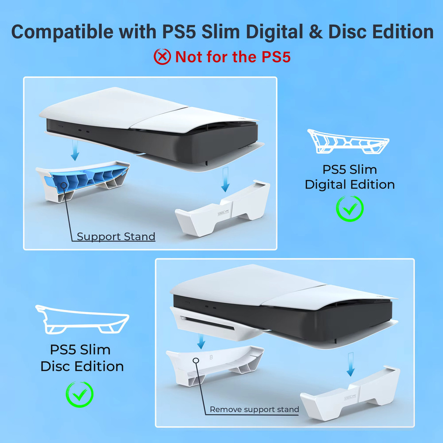 STARTRC Horizontaler Basisständer für PS5 Pro und PS5 Slim Konsole, Weiß - Bild 3