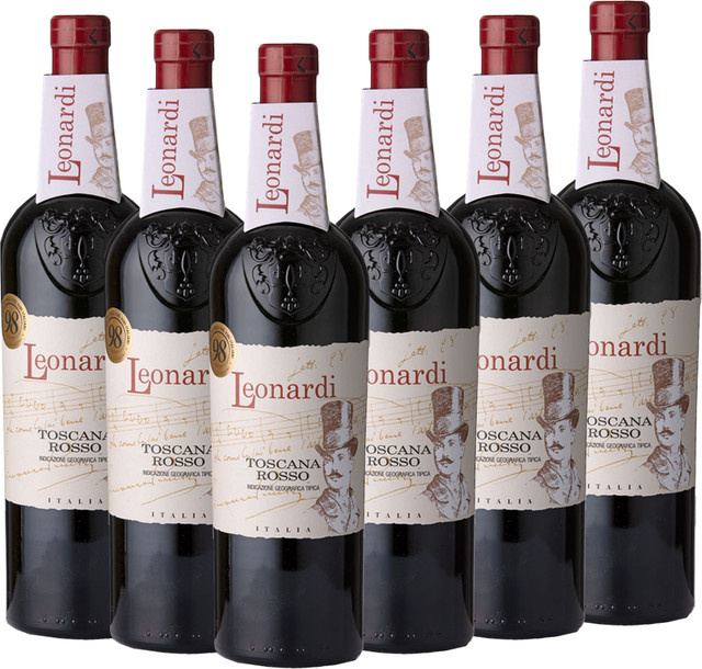 Leonardi Toscana Rosso IGT, halbtrocken, Rotwein, 6 x 0,75 l - Bild 1