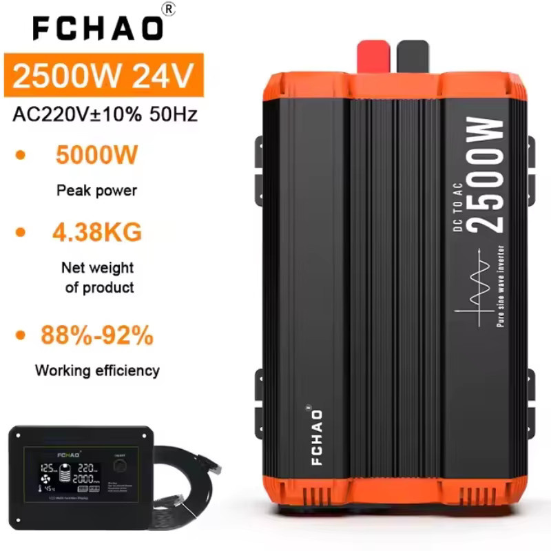 FCHAO 2500W 24V Reiner Sinus-Wechselrichter mit EU-Stecker für Auto, Wohnmobil und Boot - Bild 2