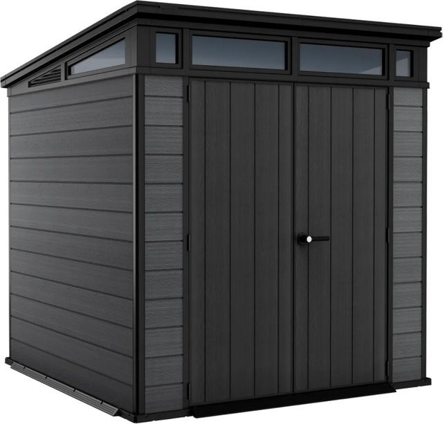 Keter Gartenhaus Cortina 77 mit Pultdach aus Kunststoff in Grau, B/T/H: 214 x 218 x 226 cm - Bild 1