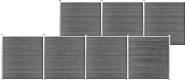 vidaXL Gartenzaun aus WPC und Aluminium in Grau, B/H: 1218 x 186 cm - Bild 1