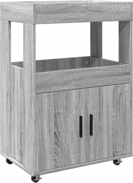 vidaXL Barwagen Grau Sonoma aus Holzwerkstoff mit Rollen, B/T/H: 60 x 39,5 x 89 cm - Bild 1