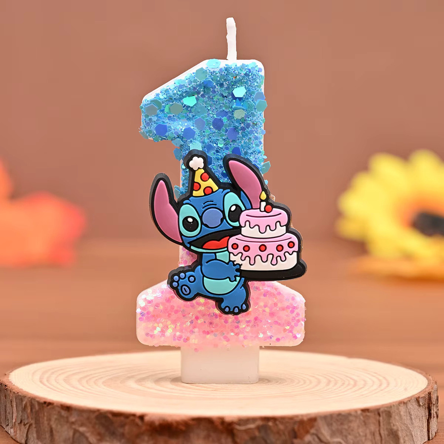 MINISO Prince Stitch Digitale Kerze mit Pailletten in Blau zur Tortendekoration für deinen Geburtstag - Bild 1
