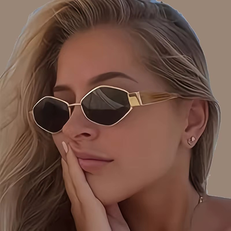 ERIKOLE Korrektionsbrille, hexagonal, Unisex, Vollrand, Metall, gold - Bild 2