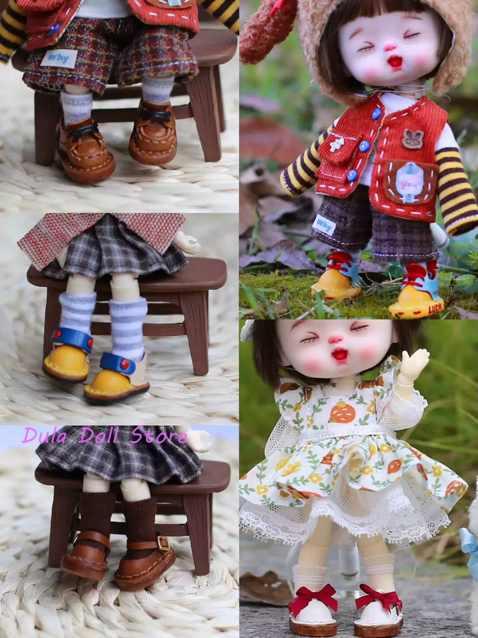 Dula Doll Boutique Farbblockierte kleine Lederschuhe, Puppenzubehör, Leder, Bunt / Mehrfarbig, Gelb - Bild 1