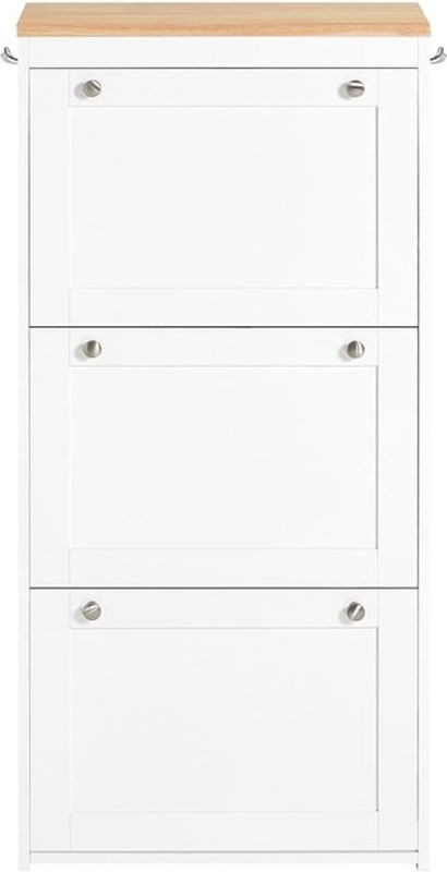 SoBuy Schuhschrank mit 3 Drehtüren in Weiß-Natur im skandinavischen Design, B/T/H: 53 x 26 x 116 cm - Bild 1