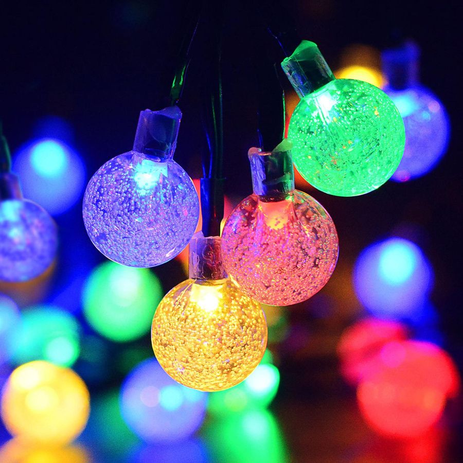 TOMTOP JMS Solar Bubble Ball LED Lichterkette mit 30 bunten Kristallkugeln für den Außenbereich im Garten - Bild 3
