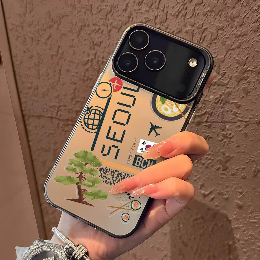 Designer Handyhülle Flugticket Korea für Apple iPhone 11 bis 17 Pro Max Matt Laser Aurora Design Multicolour - Bild 2