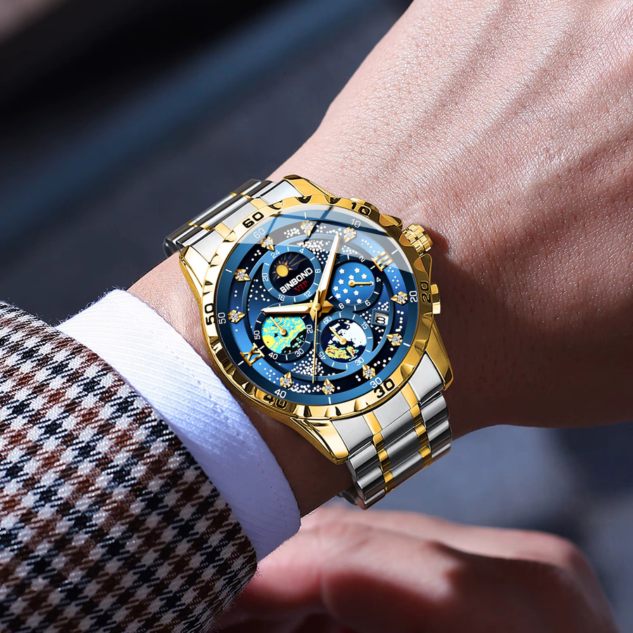 BINBOND Chronograph, Automatik, Edelstahl, Blau, Herren - Bild 3