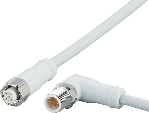 ifm electronic Verbindungsleitung EVF509 mit Stecker gewinkelt und Buchse gerade, 10m, 4 bis 5 Polzahl, weiß - Bild 1