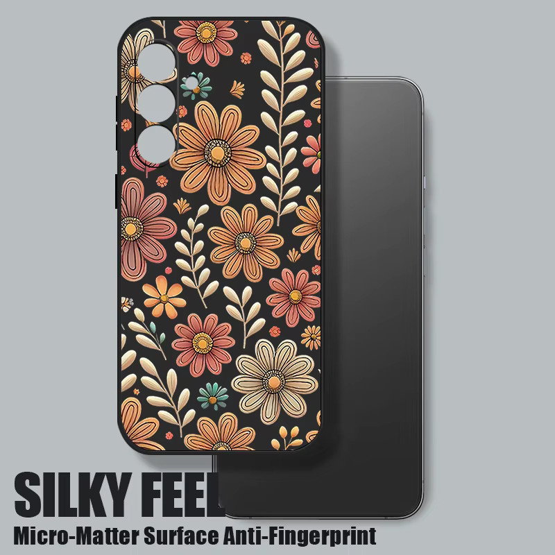 Handyhülle mit Vintage Blumen Druck für Samsung Galaxy S25 S24 S23 S22 Ultra Plus FE A56 A17 A16 A36 A55 A54 A15 Soft Cover in Beige, Weiß und Multicolour - Bild 3