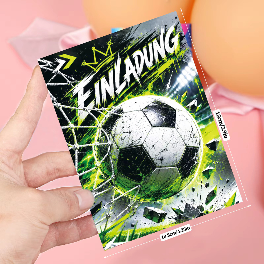 12 Fußball-Einladungskarten mit coolen Designs in Multicolor aus Papier für deine Geburtstagsfeier oder Sportparty - Bild 4