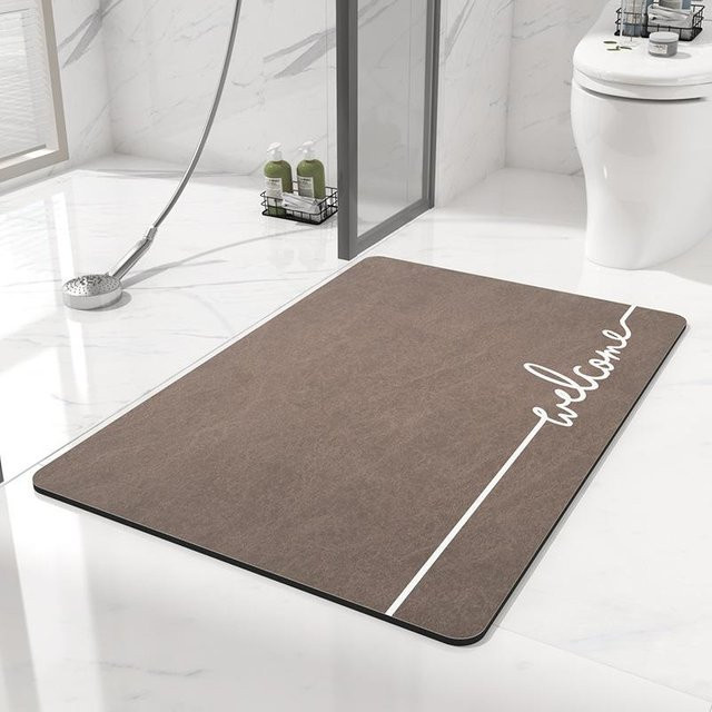Saugfähige Kieselgur Badezimmer Matte von Yiran Furniture, rutschfest und modern, Braun/Mehrfarbig, B: 60 cm, T: 90 cm - Bild 1