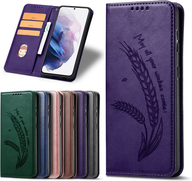 Magnetische Leder Handyhülle im Buchdesign für Oppo Reno und A-Serie in Lila - Bild 1