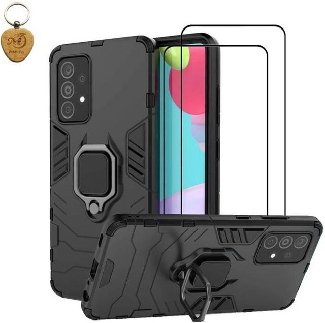 MMlife Schutzset für Samsung Galaxy A52 5G und Galaxy A52s 5G bestehend aus einer kratzfesten Doppelschicht Hülle und Panzerglas in Schwarz - Bild 1