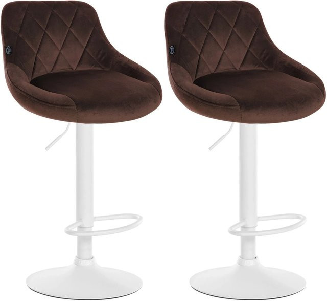DELUKE 2er Set Barhocker FALON aus Samt in Braun mit Lehne, drehbar, B/T/H: 46 x 49 x 83 cm - Bild 1