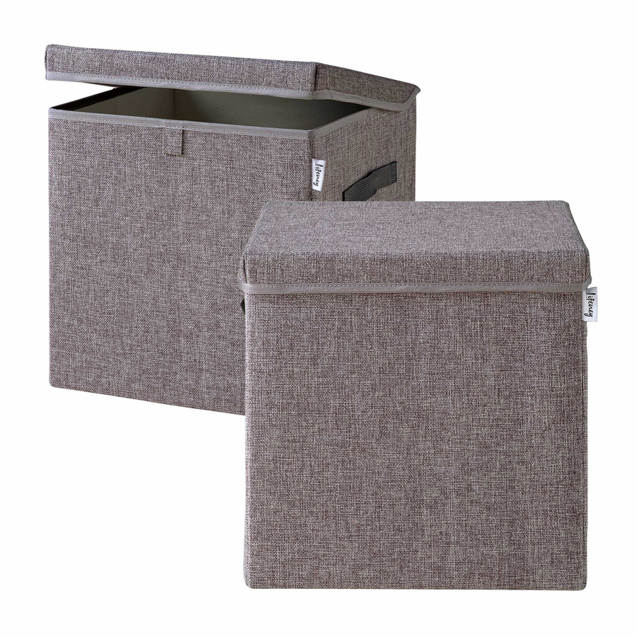 Lifeney Aufbewahrungsbox 2er-Set aus Stoff mit Deckel und Griffen, grau, B/T/H: 33 x 33 x 33 cm - Bild 2
