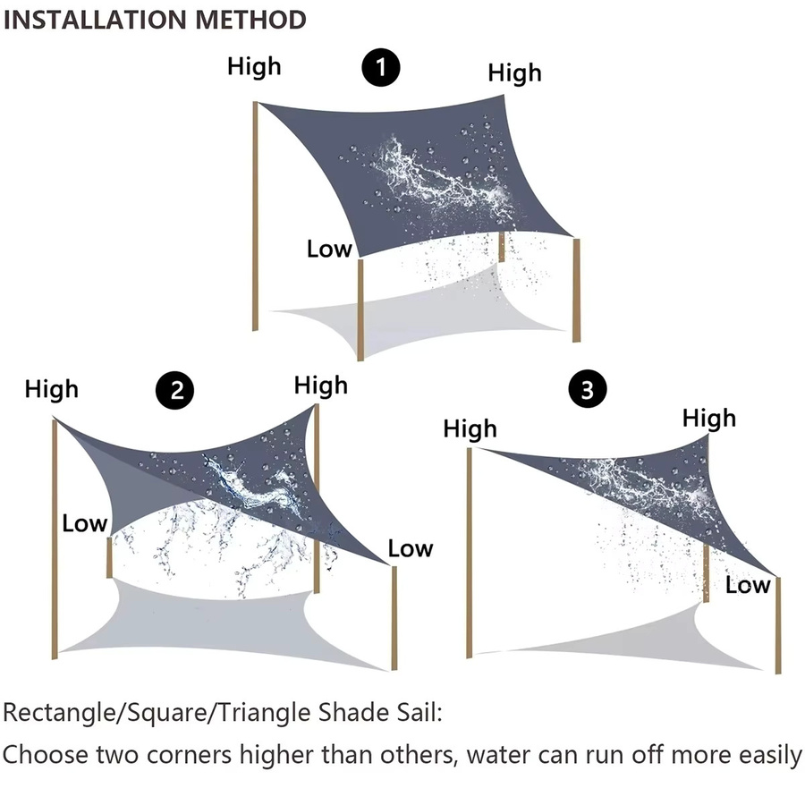 Wasserdichtes und UV-beständiges Outdoor-Sonnensegel aus Polyester in Blau, B/T: 200 x 200 cm - Bild 4