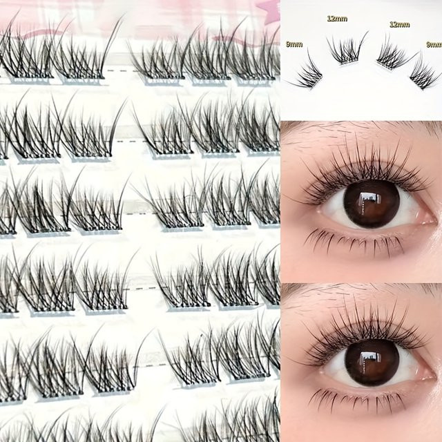 Mixiaohe Crescent Spring Fluffy Cluster Lashes, C Curl, Natürlich - Bild 1