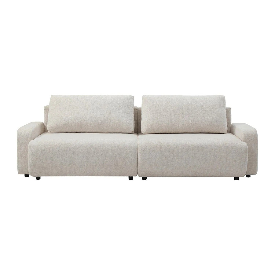 Schlafsofa Yokira Vente-unique in Beige mit Chenille-Stoff und Auszugsschublade, Breite: 256 cm - Bild 2