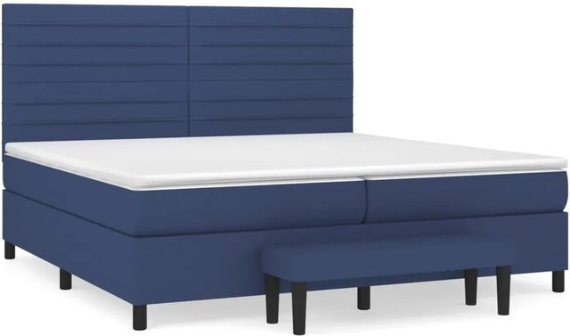 vidaXL Boxspringbett mit Matratze Blau aus Stoff, B/T/H: 200 x 200 x 128 cm - Bild 1