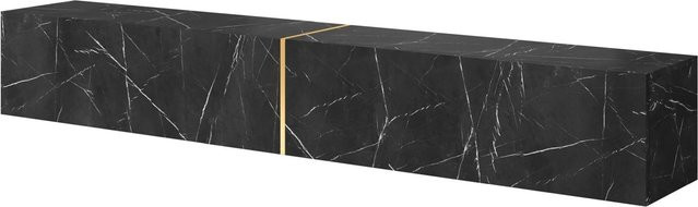Selsey TV-Hängeboard Bisira in Schwarzer Marmoroptik und Gold, Breite: 200 cm - Bild 1