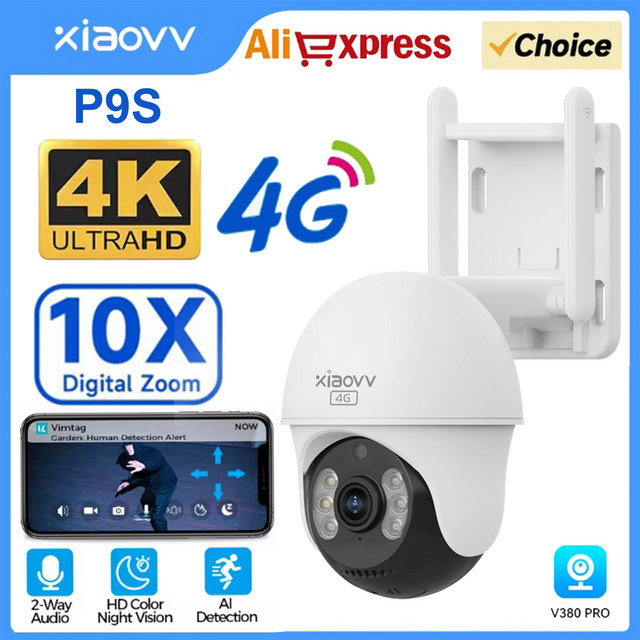 XIAOVV 4G SIM Outdoor-Sicherheits-PTZ-Kamera mit 3MP Starlight-Sensor, IP66 wasserdicht, Zwei-Wege-Audio und Bewegungserkennung in Weiß - Bild 1