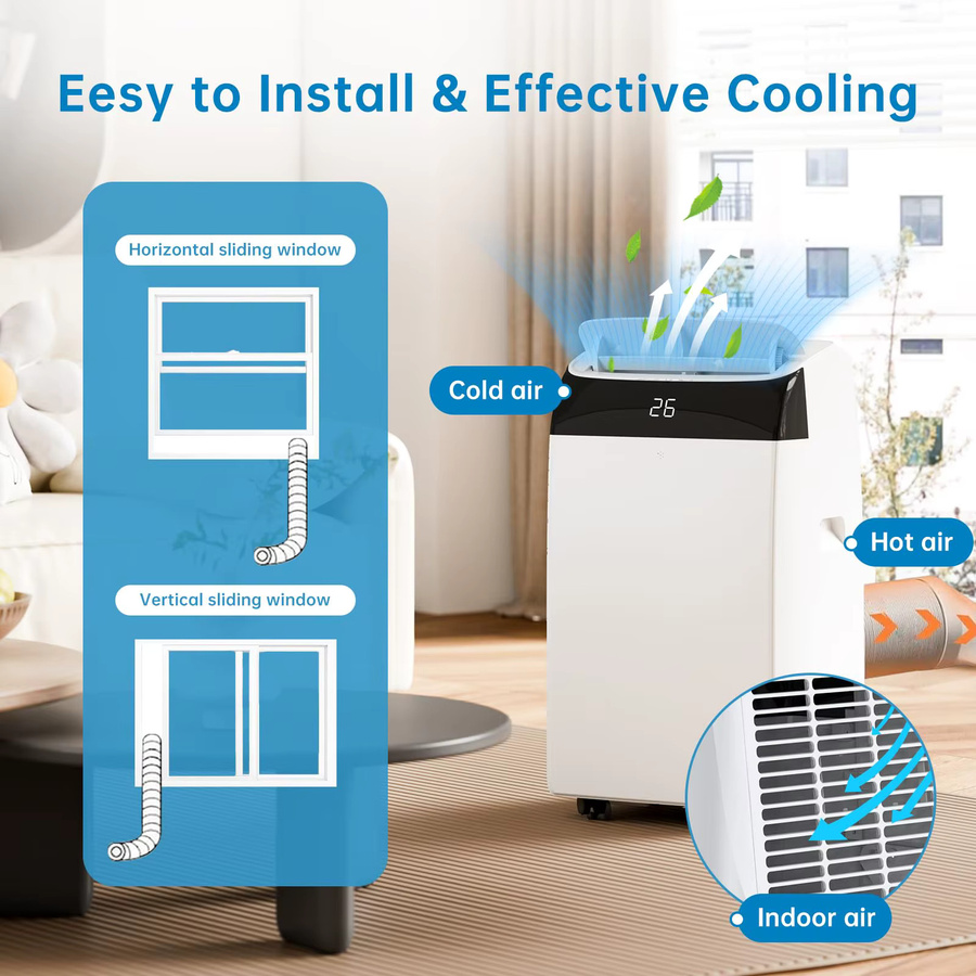 HiMISS Tragbare Monobloc Klimaanlage 12000 BTU in Weiß mit 4-in-1-Funktion, Entfeuchter, Lüfter und Automatikmodus - Bild 4