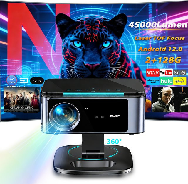 XIWBSY 4K UHD Laser Tageslicht-Projektor mit Android 12.0 und TOF-Fokus für dein Heimkino - Bild 1