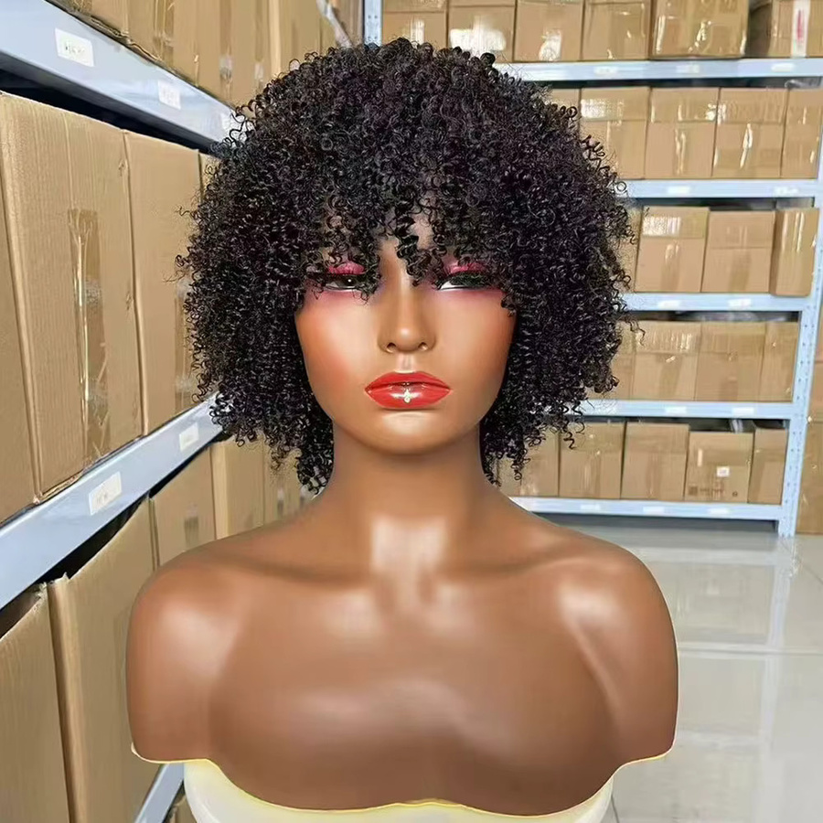 Linhua 4A Afro Kinky Curly Echthaarperücke mit Pony, Damen - Bild 2