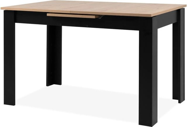Esstisch Finham von Furn.Design aus Eiche und Schwarz, ausziehbar, B/T/H: 125-165 x 80 x 75 cm - Bild 8
