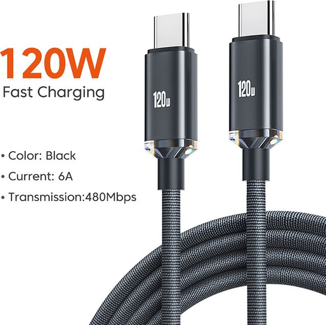 120W PD USB-C Schnellladekabel und Datenkabel in Blau - Bild 1