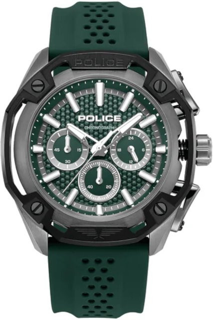 Police Herrenuhr Centurian Chronograph, Quarz, Edelstahl, 46 mm, Grün - Bild 1