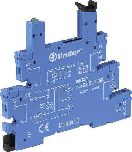 Finder 93.01.0.125 Relaissockel in Blau, L x B x H: 75,6 x 6,2 x 87,9 mm - Bild 1