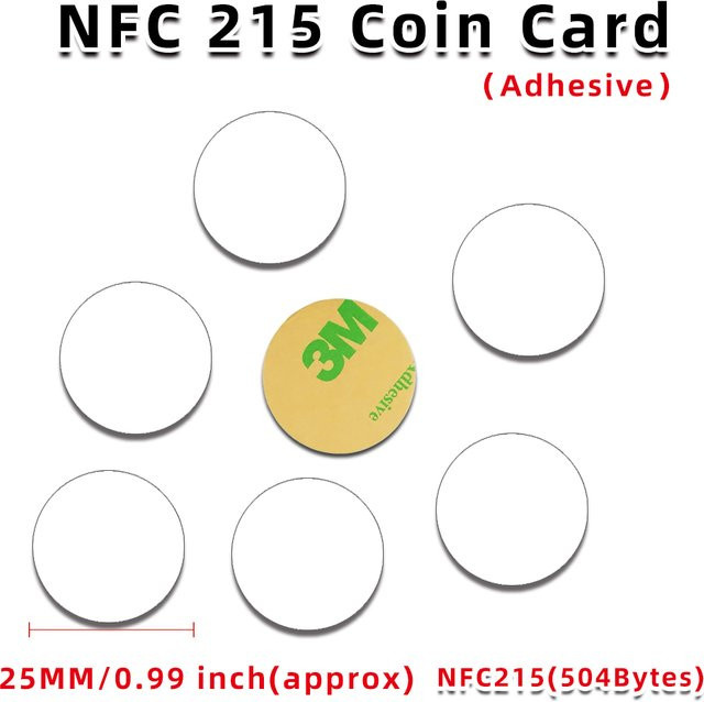 Guang Hongrun NFC Ntag215 Aufkleber 20 Stück, weiße selbstklebende Münzkarten-Tags aus PVC, wasserdicht, Durchmesser: 25 mm - Bild 1