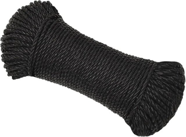 vidaXL Arbeitsseil aus Polypropylen in Schwarz, Durchmesser: 3 mm, Länge: 25 m - Bild 1