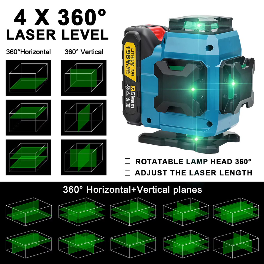 Makita GΣ 16 Linien 4D-Laser-Wasserwaage mit 360 Grad vertikalem und horizontalem Grünstrahl für 18V-Akkus - Bild 5
