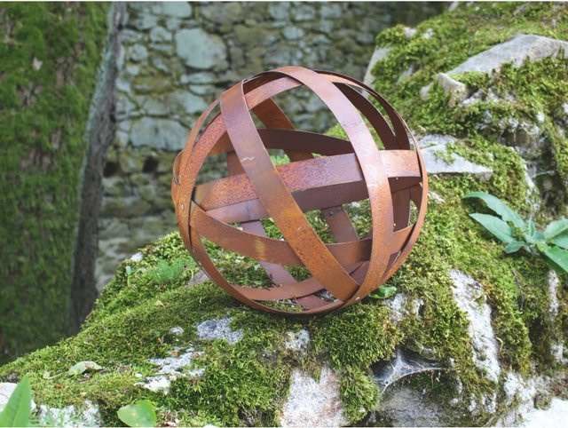 Ferrum Art Design Deko-Skulptur Kugel aus Blechstreifen in Edelrost, Durchmesser: 30 cm - Bild 1