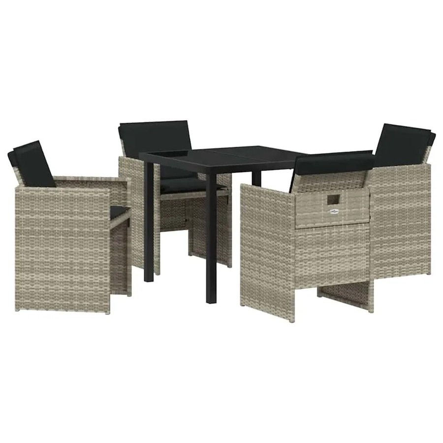 vidaXL Garten Essgruppe aus Poly-Rattan mit Kissen, 5-teilig, Hellgrau/Anthrazit - Bild 2