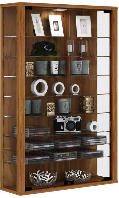 VCM Wandvitrine Vitrosa Mini in Nussbaum mit ESG-Sicherheitsglas und 2 Glastüren, B/T/H: 59 x 18 x 90 cm - Bild 1