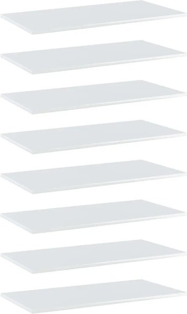 vidaXL Bücherregal-Bretter Set, 8 Stück, Hochglanz-Weiß, B: 80 cm, T: 40 cm, H: 1,5 cm - Bild 1