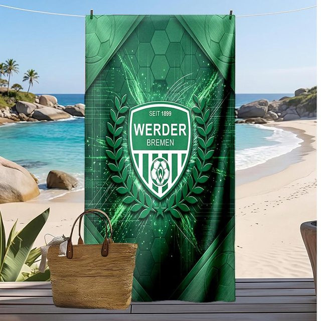 Werder Bremen Fußball Print Strandtuch von WildHue B, grün, B/H: 70 x 140 cm - Bild 1