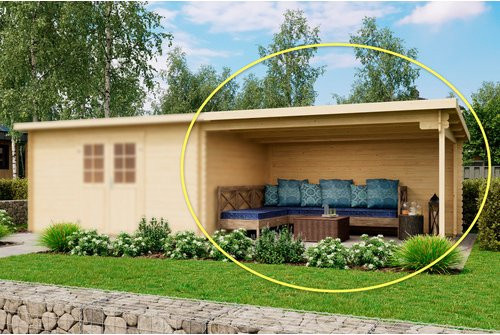 Mr. GARDENER Anbau für Blockbohlenhaus Malta aus Fichtenholz in Braun, B/L/T: 415 x 339 x 339 cm - Bild 1
